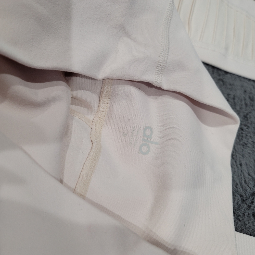 Alo yoga high waisted moto pristine ivory cream leggings small - Picture 10 of 10